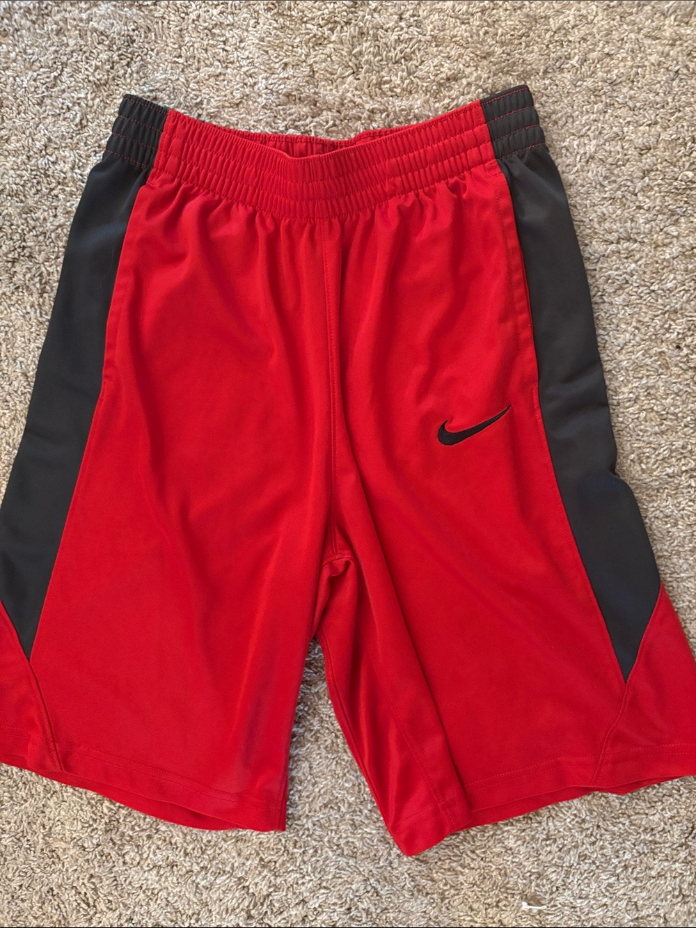 Nike Red Athletic Shorts with Black Panels